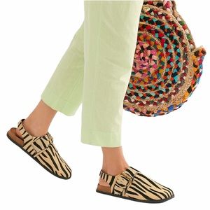 Free People Seattle Zebra Slingback Flat Clogs